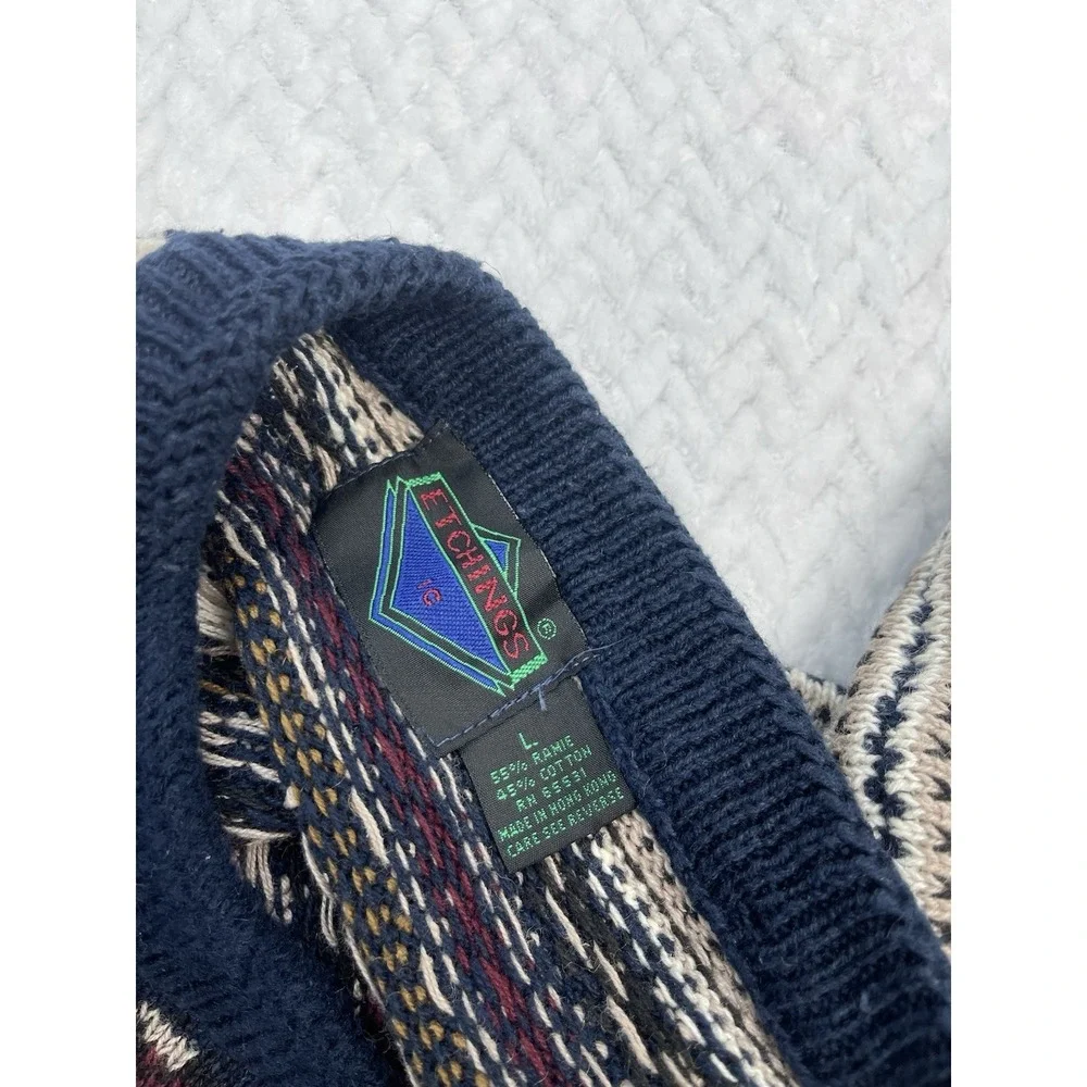 Vintage Etchings Mens Cotton Blend Striped Multicolor Size‎ L